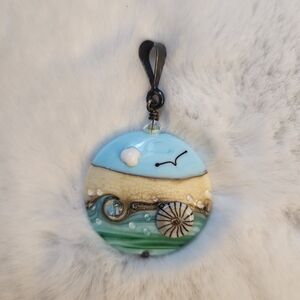 UK/England Beach Scene Glass Pendant